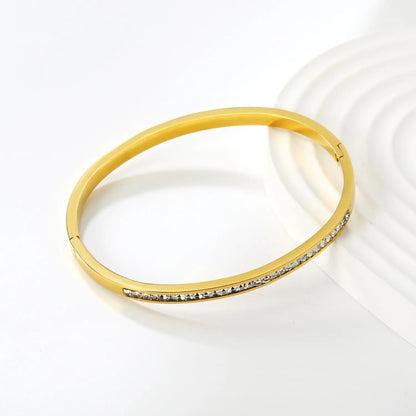 High-Quality Gold Hard Bangle for Women - Sleek Minimalist Polished Metal Bracelet Durable Tarnish-Resistant Fashion Accessory for Daily Casual Office Party Wear asonjewelry