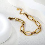 Width: 9.65mm, Thickness: 2mm, Length of Cross Chain: 18+3cm+6mm, Round Tail Design, Bracelet, Steel Color/Golden asonjewelry