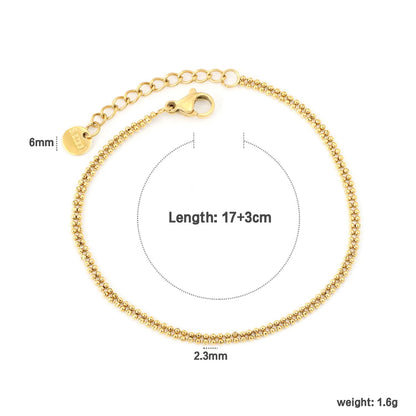 Width: 2.3mm, Thickness: 1.2mm. Double-bead chain, 17+3cm+6mm in length. Round tail style bracelet. Steel color/Gold. asonjewelry