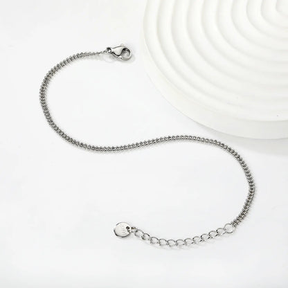 Width: 2.3mm, Thickness: 1.2mm. Double-bead chain, 17+3cm+6mm in length. Round tail style bracelet. Steel color/Gold. asonjewelry