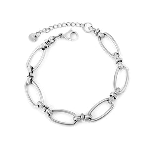Width: 9.65mm, Thickness: 2mm, Length of Cross Chain: 18+3cm+6mm, Round Tail Design, Bracelet, Steel Color/Golden