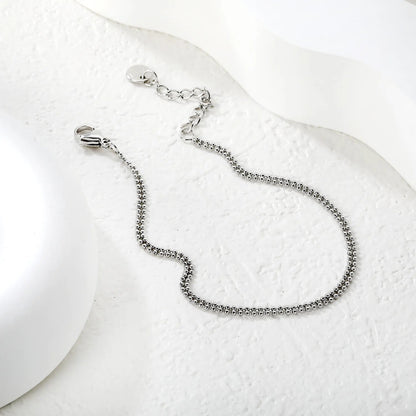 Width: 2.3mm, Thickness: 1.2mm. Double-bead chain, 17+3cm+6mm in length. Round tail style bracelet. Steel color/Gold. asonjewelry