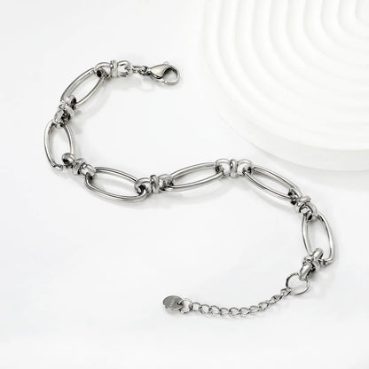 Width: 9.65mm, Thickness: 2mm, Length of Cross Chain: 18+3cm+6mm, Round Tail Design, Bracelet, Steel Color/Golden asonjewelry
