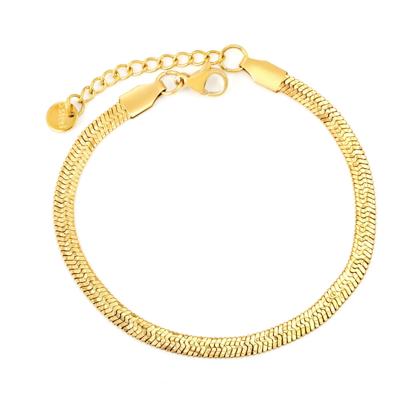 4.0 Water Jet Blade Chain 17 + 3cm + 6mm Round Tail Brand Hand Chain Steel/Gold asonjewelry