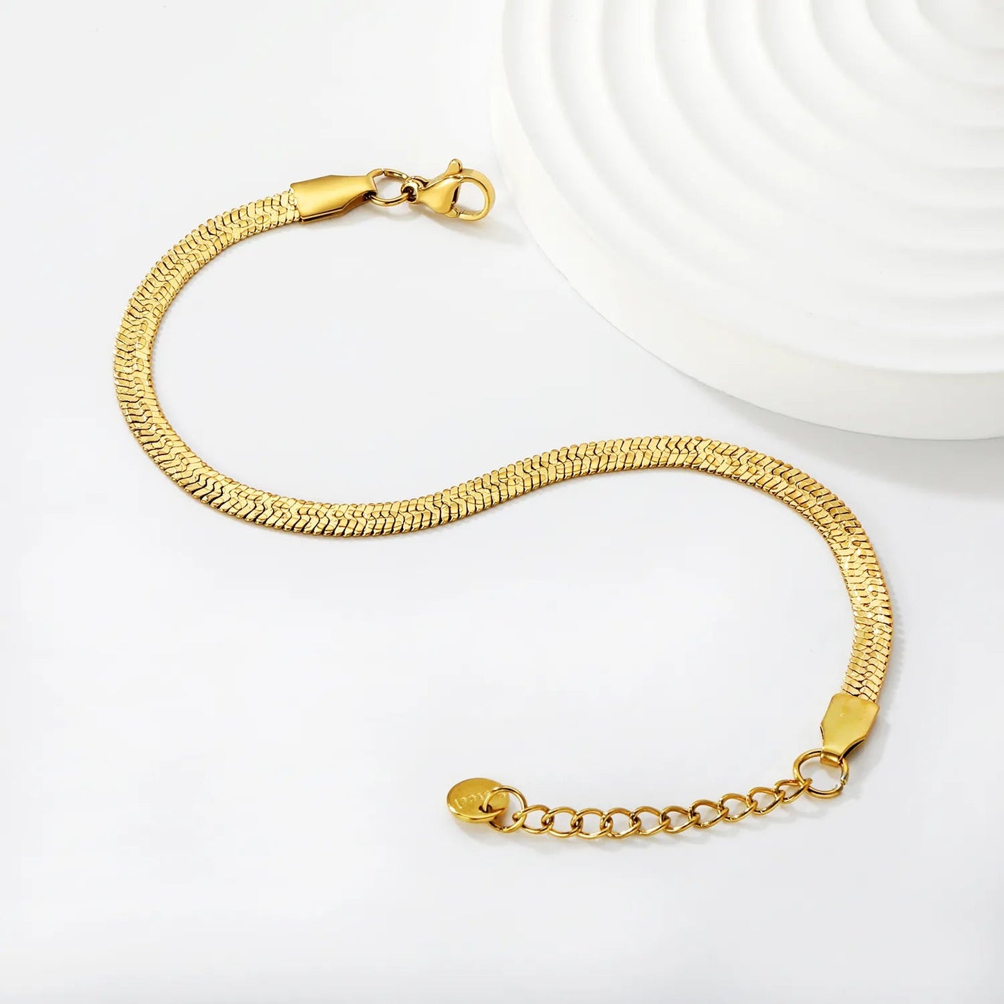 4.0 Water Jet Blade Chain 17 + 3cm + 6mm Round Tail Brand Hand Chain Steel/Gold asonjewelry