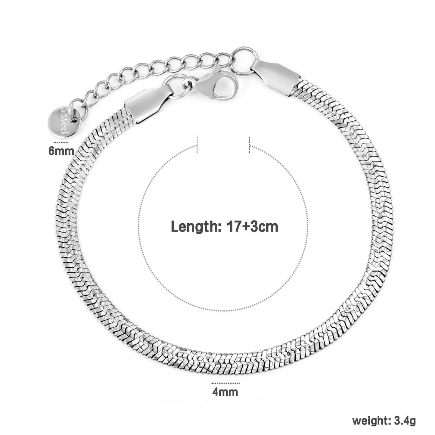 4.0 Water Jet Blade Chain 17 + 3cm + 6mm Round Tail Brand Hand Chain Steel/Gold asonjewelry