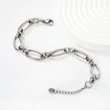 Width: 9.65mm, Thickness: 2mm, Length of Cross Chain: 18+3cm+6mm, Round Tail Design, Bracelet, Steel Color/Golden asonjewelry