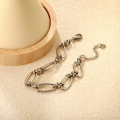 Width: 9.65mm, Thickness: 2mm, Length of Cross Chain: 18+3cm+6mm, Round Tail Design, Bracelet, Steel Color/Golden asonjewelry
