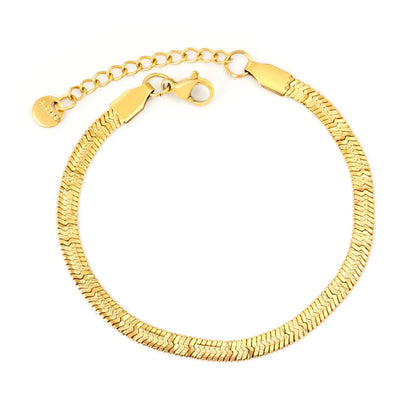 4.0-inch engraved Great Wall pattern knife blade chain 17+3cm+6mm round tail brand bracelet, steel color/golden asonjewelry