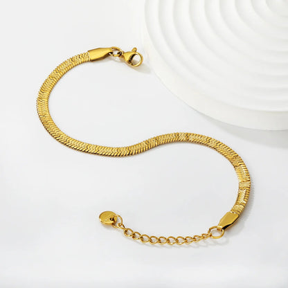 4.0-inch engraved Great Wall pattern knife blade chain 17+3cm+6mm round tail brand bracelet, steel color/golden asonjewelry