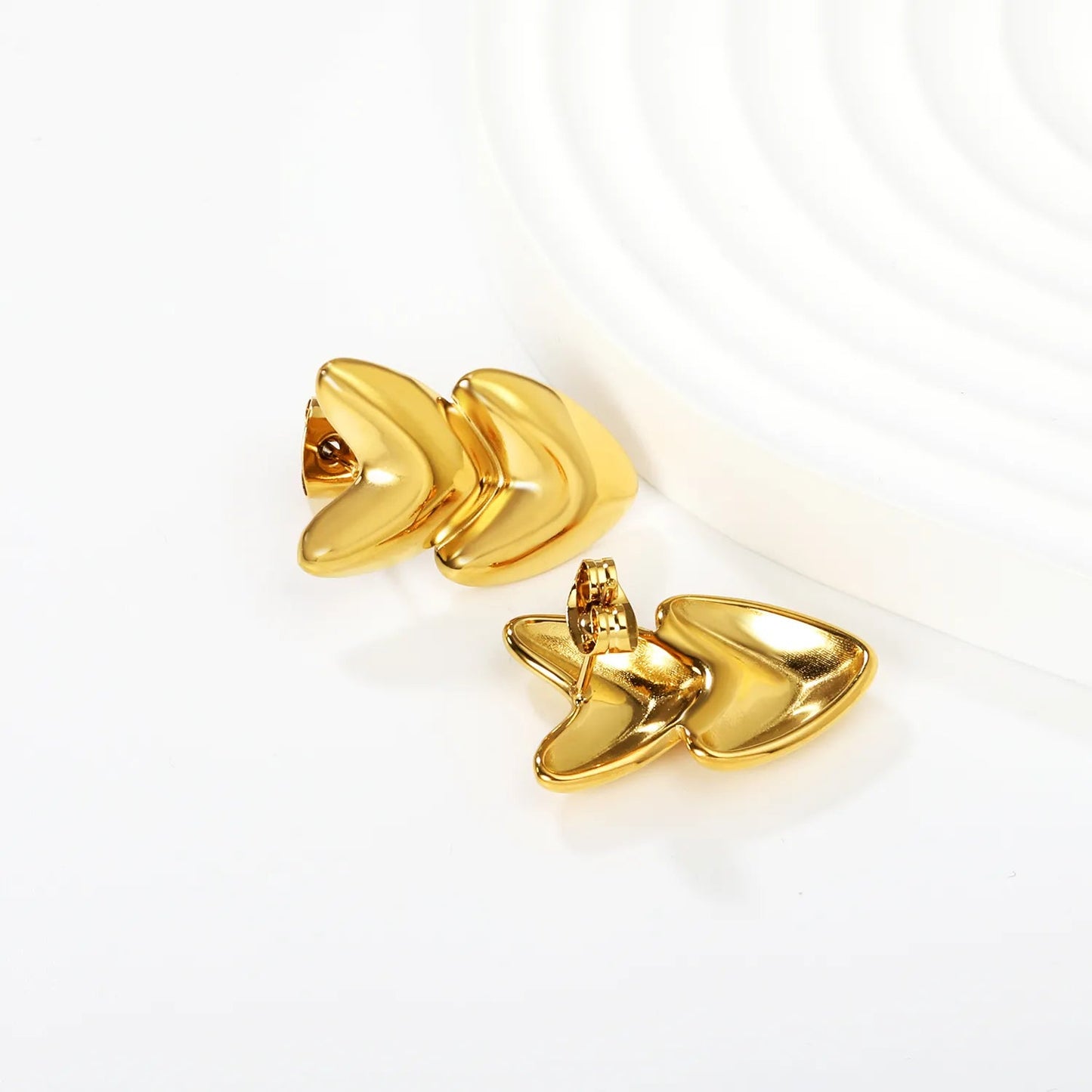 14*23mm heart-shaped earrings, steel color / gold color asonjewelry
