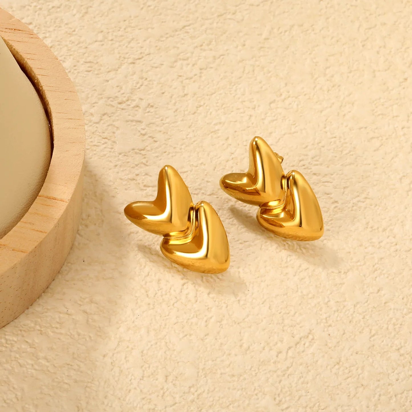 14*23mm heart-shaped earrings, steel color / gold color asonjewelry