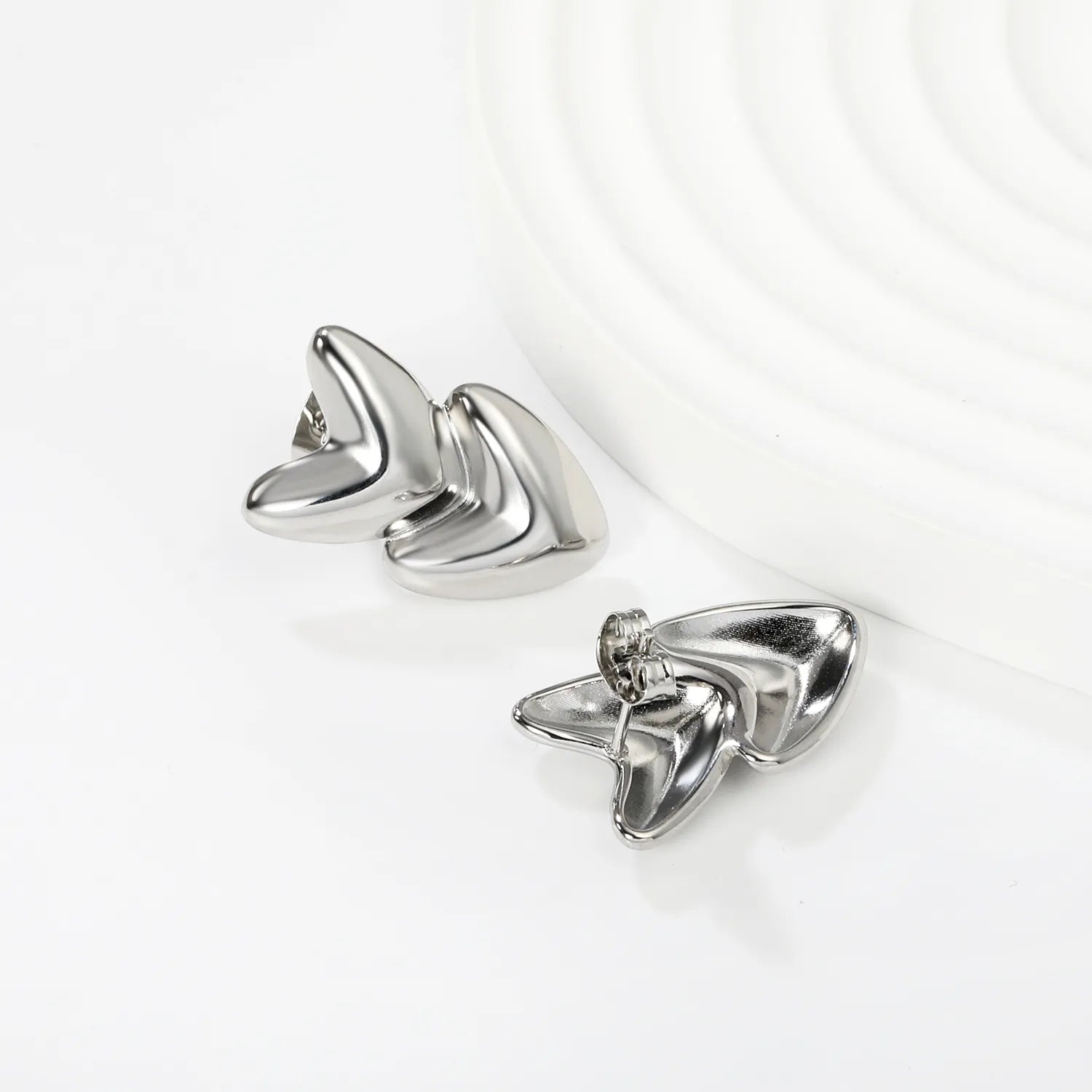 14*23mm heart-shaped earrings, steel color / gold color asonjewelry