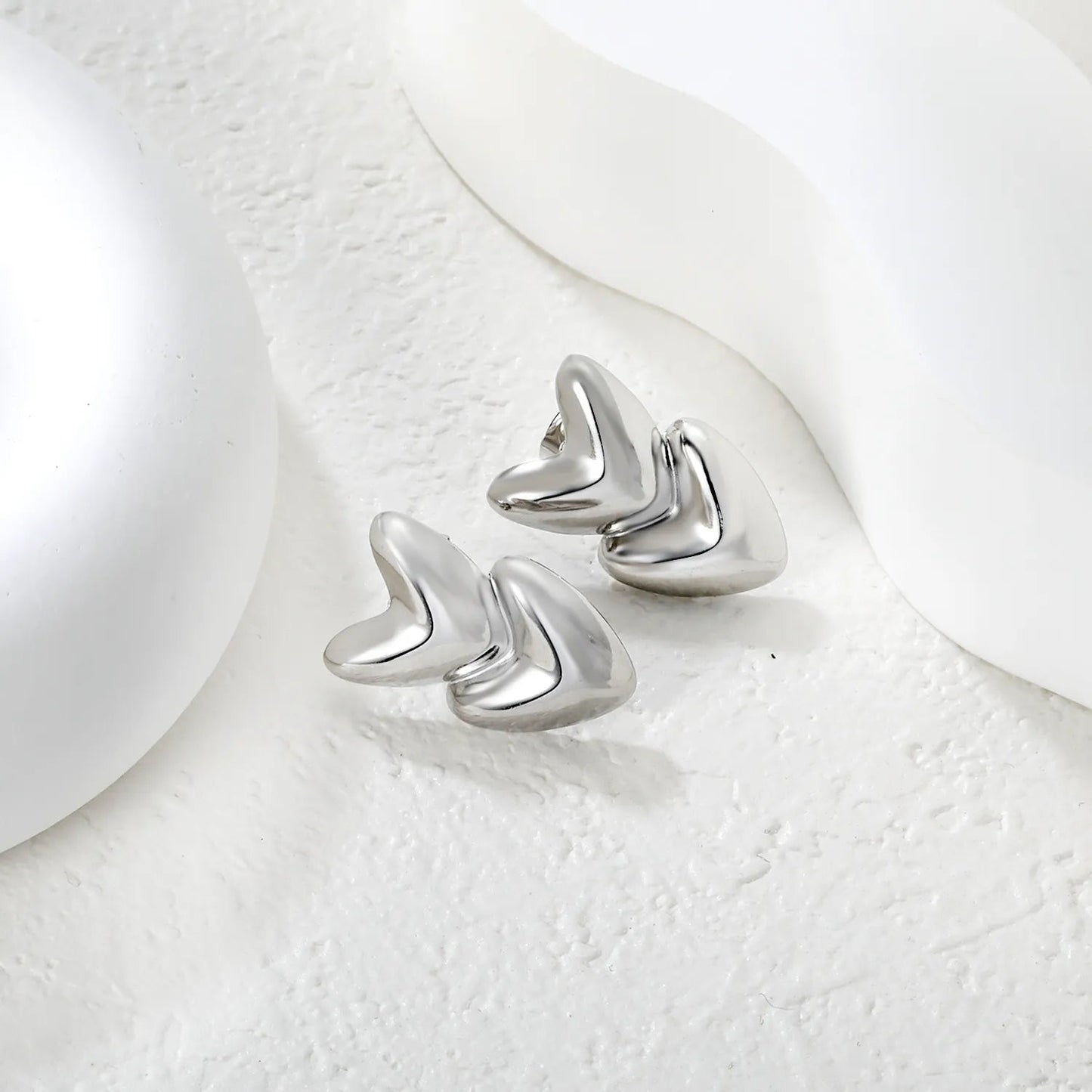 14*23mm heart-shaped earrings, steel color / gold color asonjewelry