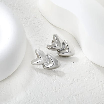 14*23mm heart-shaped earrings, steel color / gold color asonjewelry