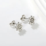 9.2mm Ship's Wheel-Shaped Stud Earrings, Steel/Gold, 10Pcs asonjewelry