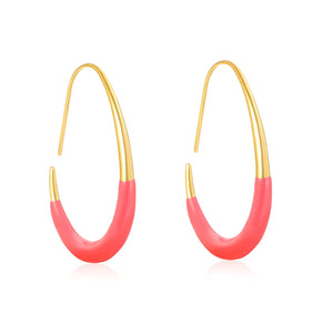 29*39.2mm Egg-Shaped Hoop Earrings Gold Drip Rose Red Drip Light Blue asonjewelry