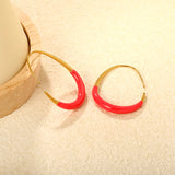 29*39.2mm Egg-Shaped Hoop Earrings Gold Drip Rose Red Drip Light Blue asonjewelry