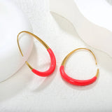 29*39.2mm Egg-Shaped Hoop Earrings Gold Drip Rose Red Drip Light Blue asonjewelry