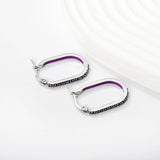 2.26 * 22mm oval-shaped geometric band with white/purple/blue/pink/orange diamonds, ear hooks, steel color asonjewelry