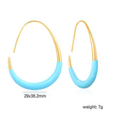 29*39.2mm Egg-Shaped Hoop Earrings Gold Drip Rose Red Drip Light Blue asonjewelry