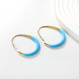 29*39.2mm Egg-Shaped Hoop Earrings Gold Drip Rose Red Drip Light Blue asonjewelry