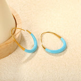 29*39.2mm Egg-Shaped Hoop Earrings Gold Drip Rose Red Drip Light Blue asonjewelry
