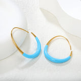 29*39.2mm Egg-Shaped Hoop Earrings Gold Drip Rose Red Drip Light Blue asonjewelry