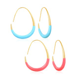 29*39.2mm Egg-Shaped Hoop Earrings Gold Drip Rose Red Drip Light Blue asonjewelry