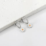 2.0mm x 10mm Inner Ear Hook with 8.4mm Orange-Centered Daisy Accessories, Earrings, Steel/Gold asonjewelry
