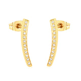 3.5*19.8mm Willow Leaf Eyebrow CNC Diamond Stud Earrings, Gold asonjewelry