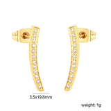 3.5*19.8mm Willow Leaf Eyebrow CNC Diamond Stud Earrings, Gold asonjewelry