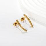 3.5*19.8mm Willow Leaf Eyebrow CNC Diamond Stud Earrings, Gold asonjewelry