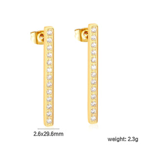 2.66*29.72mm Straight-Bar Cnc Diamond Stud Earrings, Gold asonjewelry