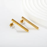 2.66*29.72mm Straight-Bar Cnc Diamond Stud Earrings, Gold asonjewelry