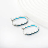 2.26 * 22mm oval-shaped geometric band with white/purple/blue/pink/orange diamonds, ear hooks, steel color asonjewelry