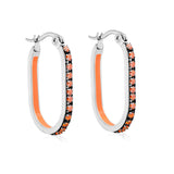 2.26 * 22mm oval-shaped geometric band with white/purple/blue/pink/orange diamonds, ear hooks, steel color asonjewelry