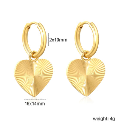 2.0*10mm Stud Earrings 16mm Engraved Heart Design - Asonjewelry