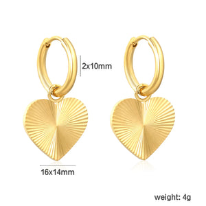 2.0*10mm Stud Earrings 16mm Engraved Heart Design - Asonjewelry