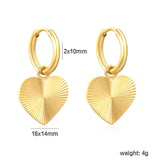 2.0*10mm Stud Earrings 16mm Engraved Heart Design - Asonjewelry