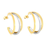 (Same as LPE11401G) Openwork Layered Cross C-Shaped Earrings in Gold - Asonjewelry