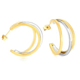 (Same as LPE11401G) Openwork Layered Cross C-Shaped Earrings in Gold - Asonjewelry