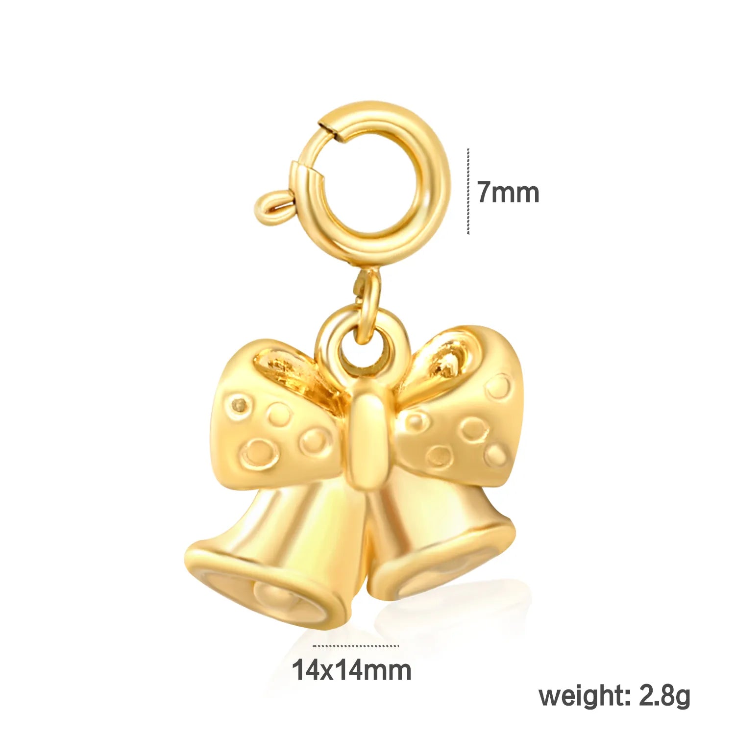 14*14mm Bell with 7mm Spring Clip Accessory Gold asonjewelry