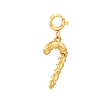 10*20mm Christmas Candy Cane with 7mm Spring Clip Accessory Gold asonjewelry