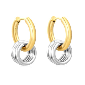 (Same as LPE19021G) Round Ear Hook + Triple Ring - Asonjewelry