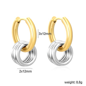 (Same as LPE19021G) Round Ear Hook + Triple Ring - Asonjewelry