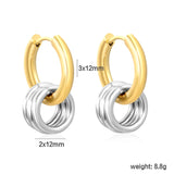 (Same as LPE19021G) Round Ear Hook + Triple Ring - Asonjewelry