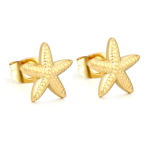 (Same as LPE15891G) Starfish Stud Earrings, Gold - Asonjewelry