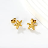 (Same as LPE15891G) Starfish Stud Earrings, Gold - Asonjewelry