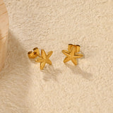 (Same as LPE15891G) Starfish Stud Earrings, Gold - Asonjewelry
